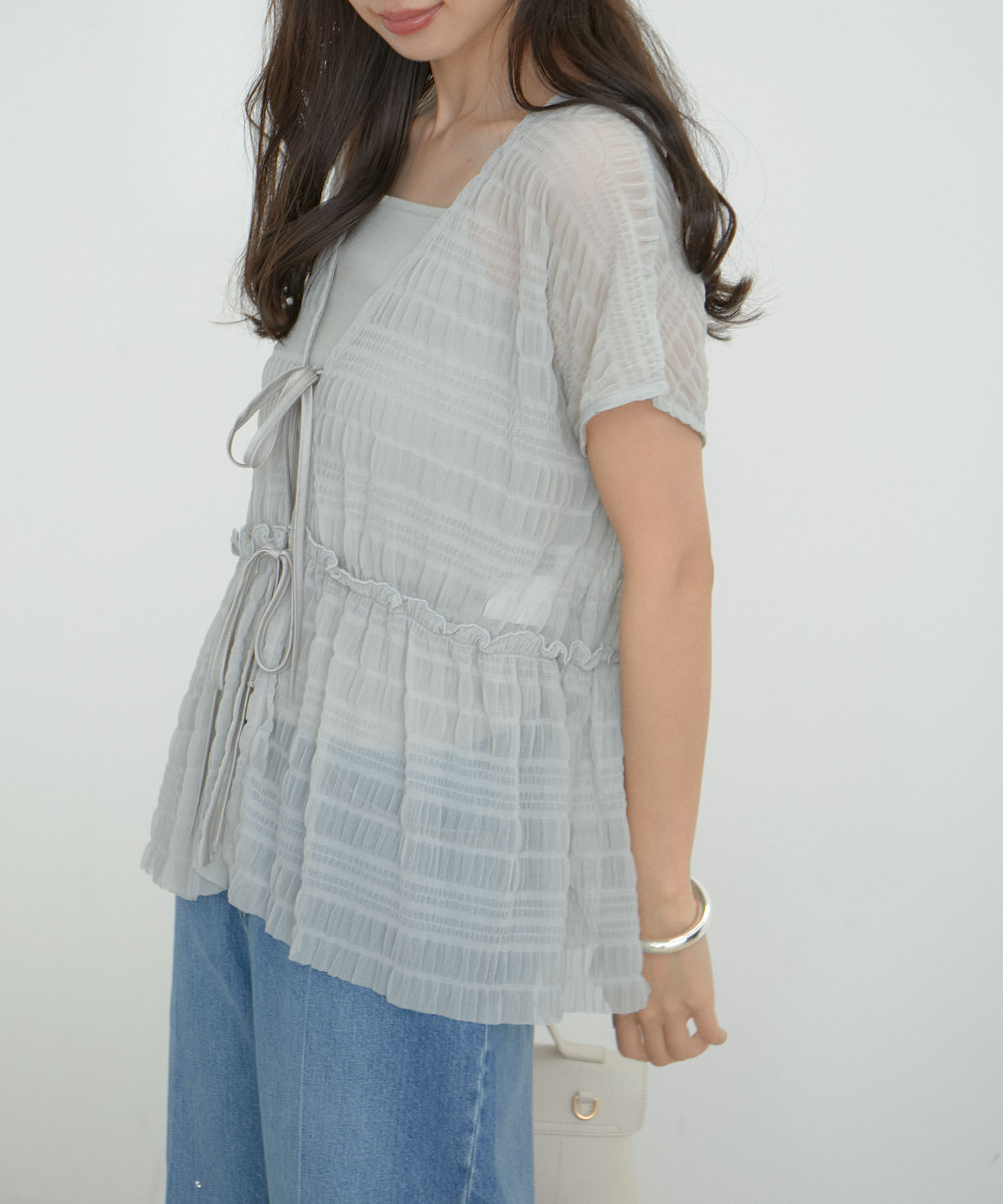 VIS「【SET】シャーリングカーデ&times;キャミアンサンブル【洗える】」|その他|グレー(07)