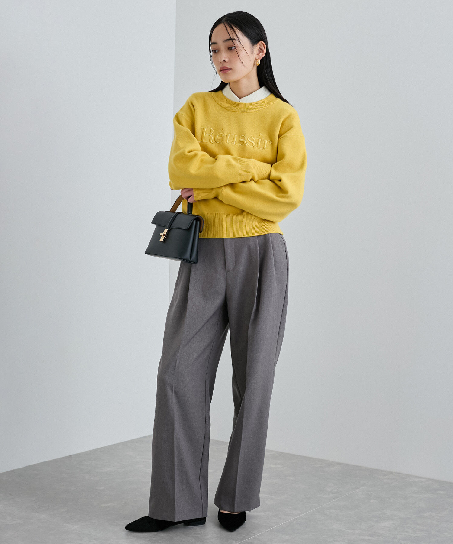 VIS「スウェットライク刺繍ロゴニットプルオーバー」|ニット・セーター|