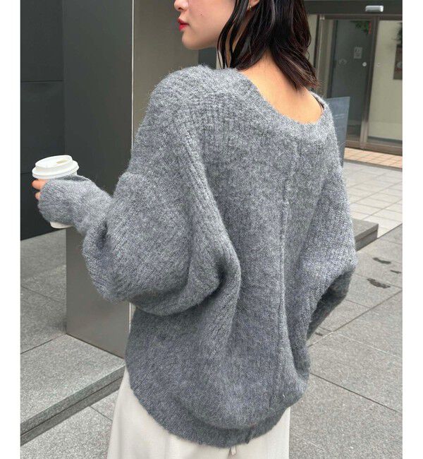 VIS「パールボタンVネック片畦ニットカーディガン」|カーディガン|