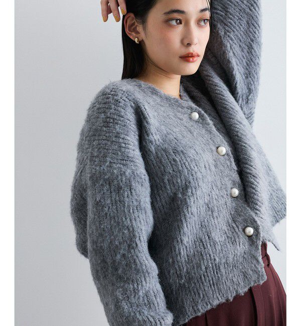 VIS「パールボタンVネック片畦ニットカーディガン」|カーディガン|