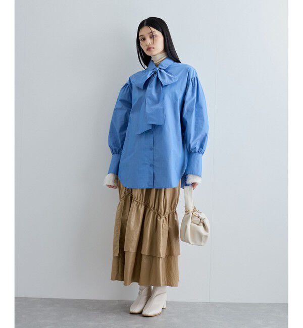 VIS「リボン付きバックシャーリングシャツ」|シャツ・ブラウス|