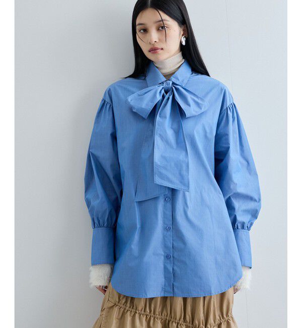 VIS「リボン付きバックシャーリングシャツ」|シャツ・ブラウス|サックス