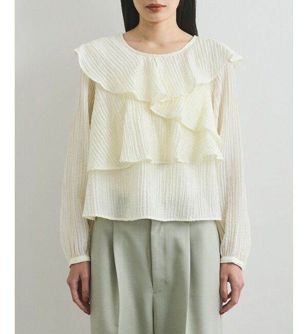 VIS「【洗える】ラッフルカラーブラウス」|シャツ・ブラウス|