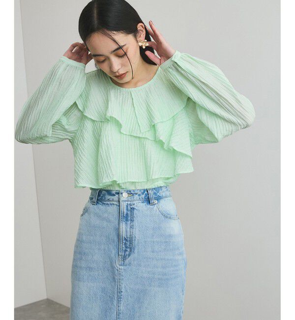 VIS「【洗える】ラッフルカラーブラウス」|シャツ・ブラウス|