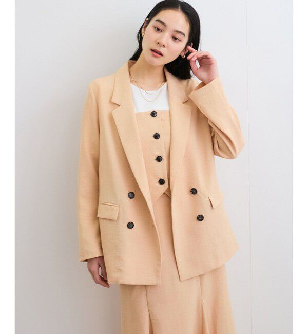 VIS「【美easy】リネンライクリラックスジャケット【接触冷感/洗える】【セットアップ対応】」|テーラードジャケット|