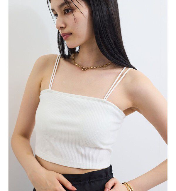 VIS「【選べる着丈】カップ付きWストラップキャミソール【洗える】」|キャミソール|