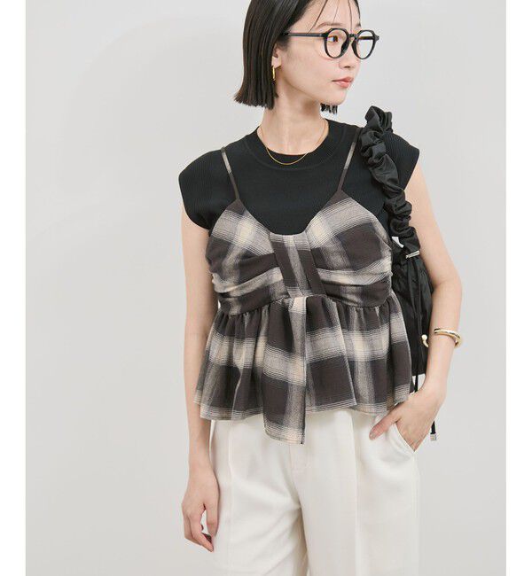 VIS「オンブレチェックリボンビスチェ」|キャミソール|