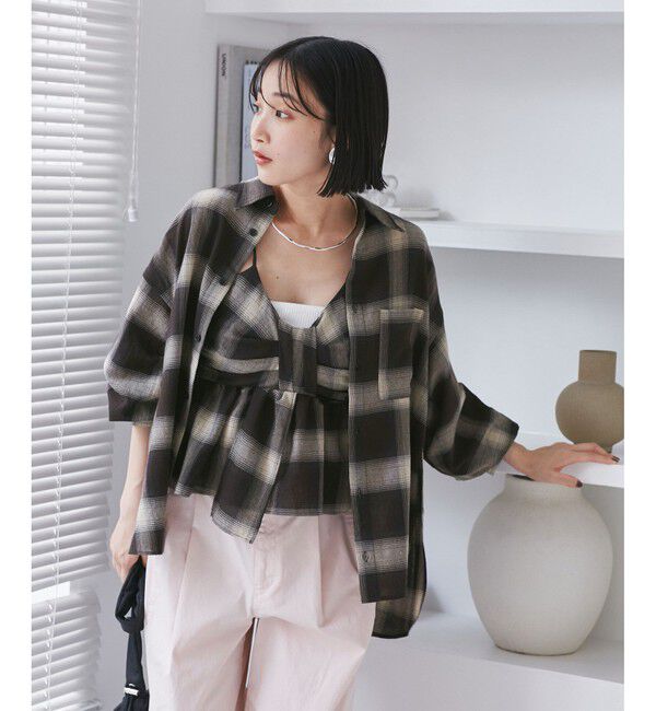 VIS「オンブレチェックリボンビスチェ」|キャミソール|