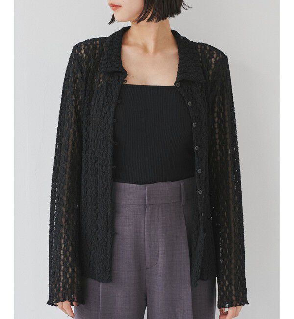 VIS「レースポロ襟カーディガン」|カーディガン|