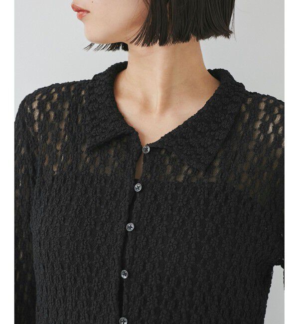 VIS「レースポロ襟カーディガン」|カーディガン|