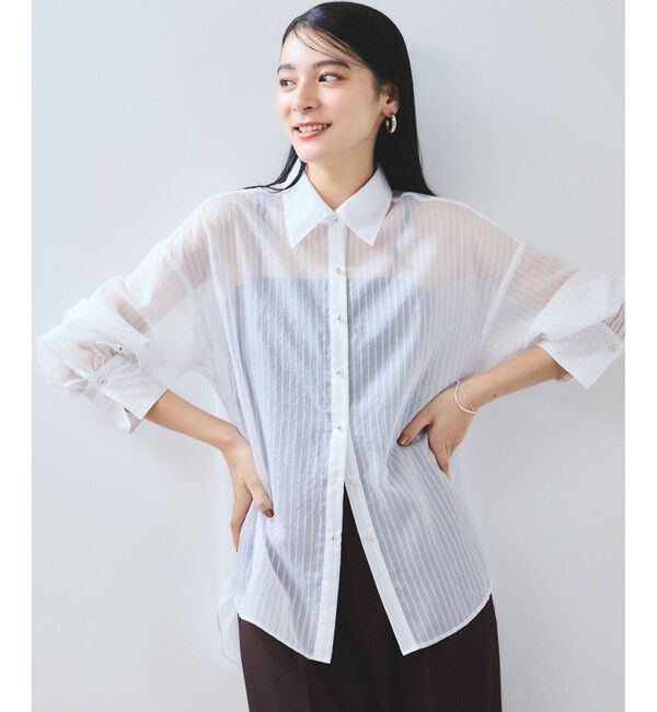 VIS「シアーストライプオーバーサイズシャツ/イージーケア」|シャツ・ブラウス|
