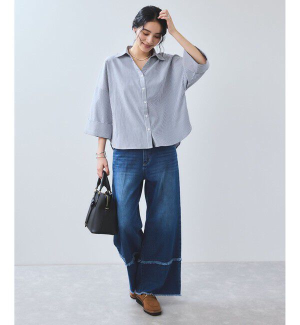 VIS「【WEB限定】スキッパーワイドスリーブシャツ/通勤対応」|シャツ・ブラウス|