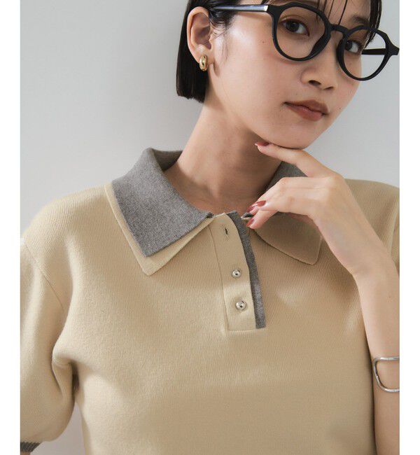 VIS「ダブルカラーポロトップス」|ポロシャツ|