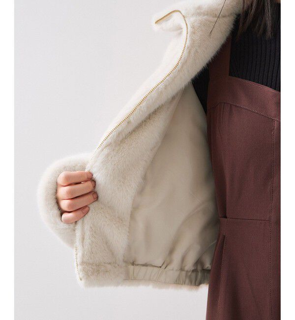 VIS「ブローチ付きアソートファーブルゾン」|ブルゾン・スタジャン|