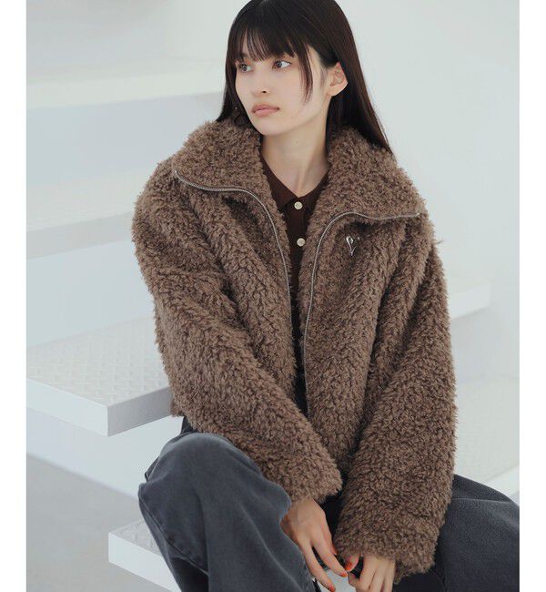 VIS「ブローチ付きアソートファーブルゾン」|ブルゾン・スタジャン|