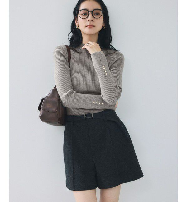 VIS「スリーブ釦アクセントリブニット/静電気防止」|ニット・セーター|