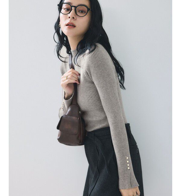VIS「スリーブ釦アクセントリブニット/静電気防止」|ニット・セーター|