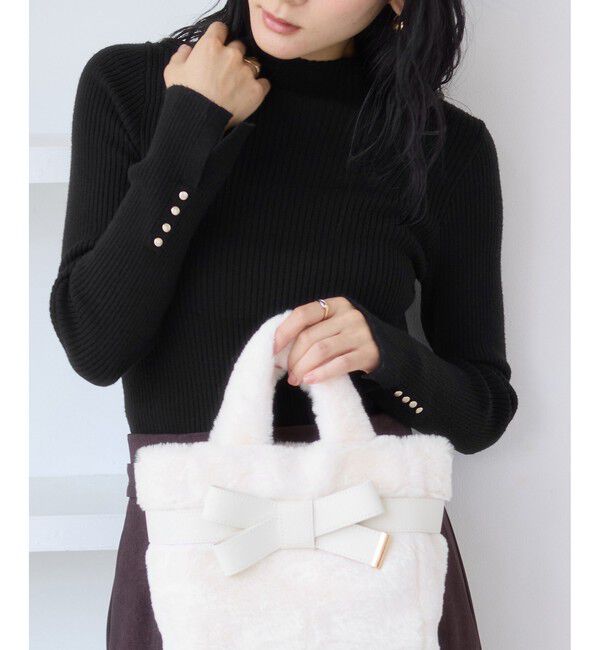 VIS「スリーブ釦アクセントリブニット/静電気防止」|ニット・セーター|