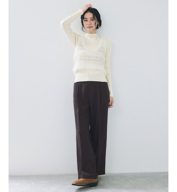 VIS「スリーブ釦アクセントリブニット/静電気防止」|ニット・セーター|