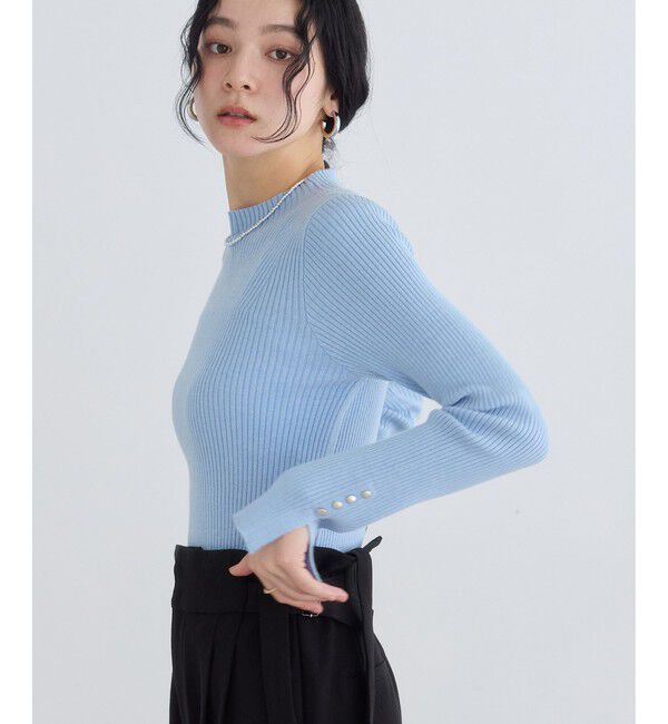 VIS「スリーブ釦アクセントリブニット/静電気防止」|ニット・セーター|
