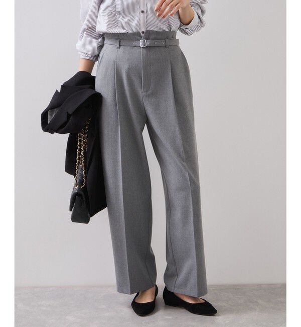 VIS「Hot Beautyベルテッドスリムストレートパンツ/イージーケア」|チノ|