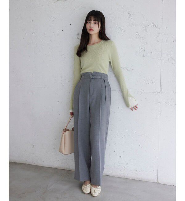 VIS「Hot Beautyベルテッドスリムストレートパンツ/イージーケア」|チノ|