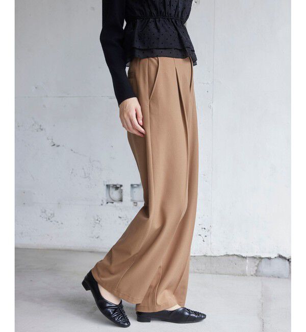 VIS「Hot Beautyベルテッドスリムストレートパンツ/イージーケア」|チノ|キャメル(25)
