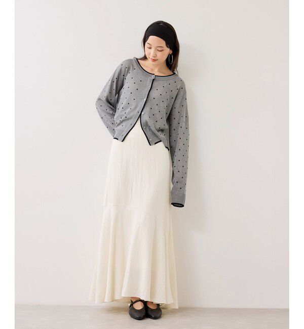 VIS「【WEB限定】麻ライクドット配色カーディガン」|カーディガン|