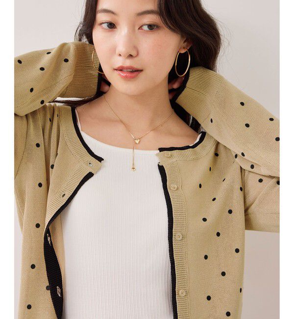 VIS「【WEB限定】麻ライクドット配色カーディガン」|カーディガン|