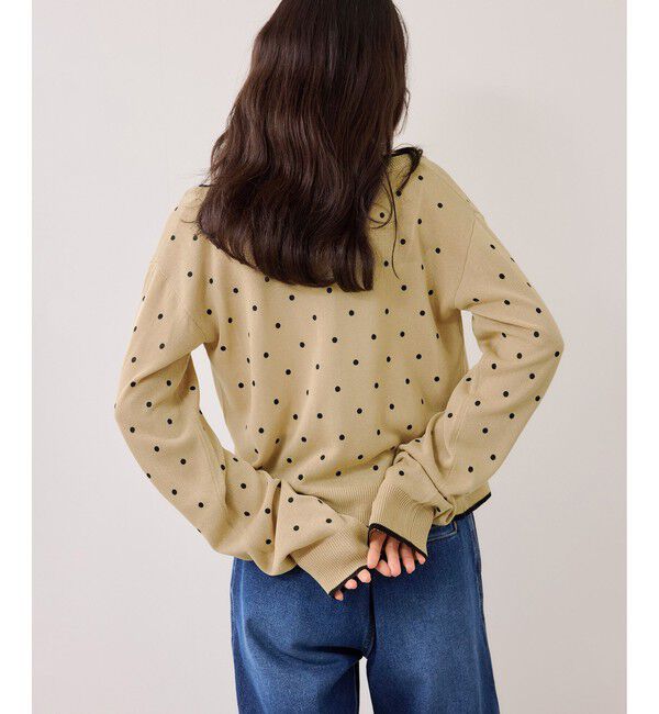 VIS「【WEB限定】麻ライクドット配色カーディガン」|カーディガン|