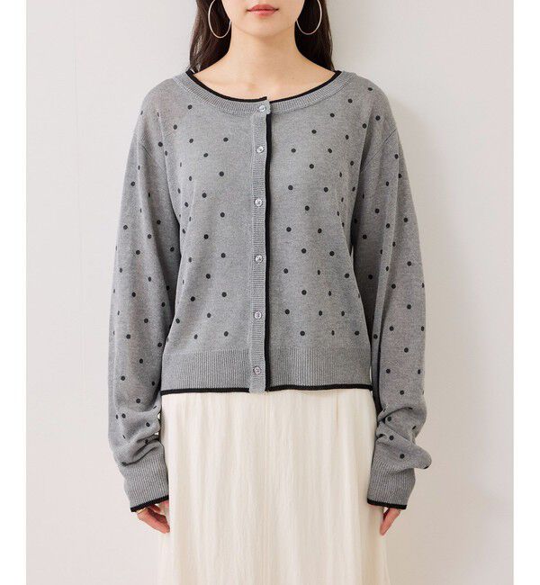 VIS「【WEB限定】麻ライクドット配色カーディガン」|カーディガン|