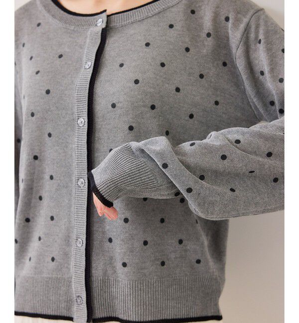 VIS「【WEB限定】麻ライクドット配色カーディガン」|カーディガン|