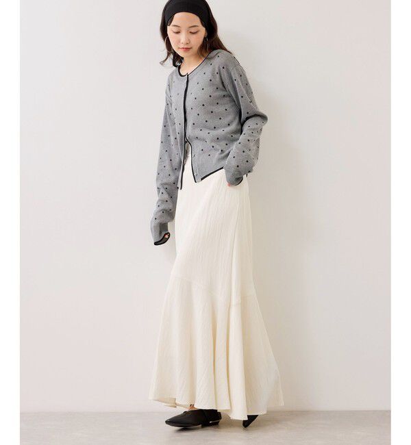VIS「【WEB限定】麻ライクドット配色カーディガン」|カーディガン|