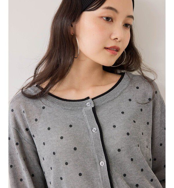 VIS「【WEB限定】麻ライクドット配色カーディガン」|カーディガン|