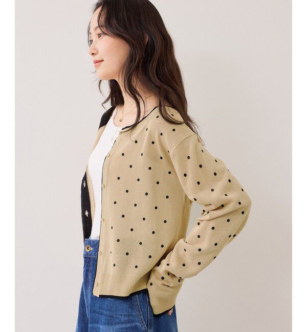 VIS「【WEB限定】麻ライクドット配色カーディガン」|カーディガン|