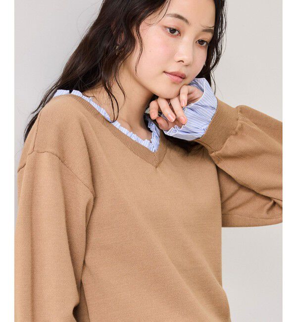 VIS「フリルドッキングニットプルオーバー」|ニット・セーター|