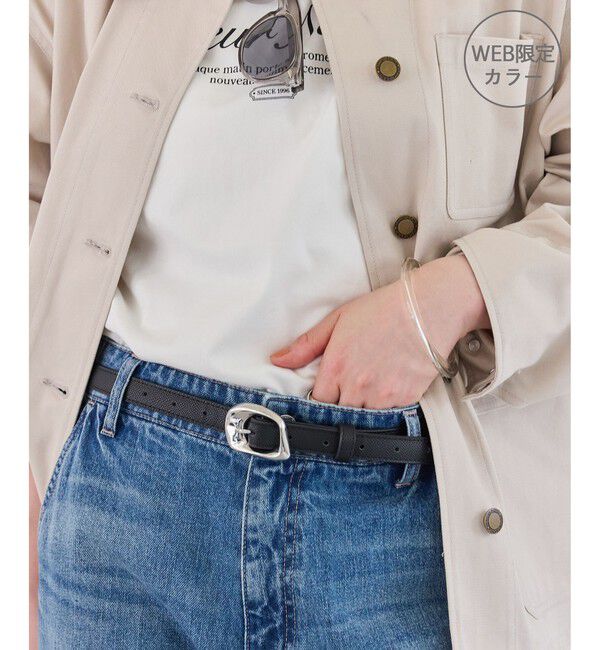 VIS「フラット18mm幅ニュアンス変形サークルバックルベルト/一部WEB限定カラー」|ベルト|ブラック系(02)