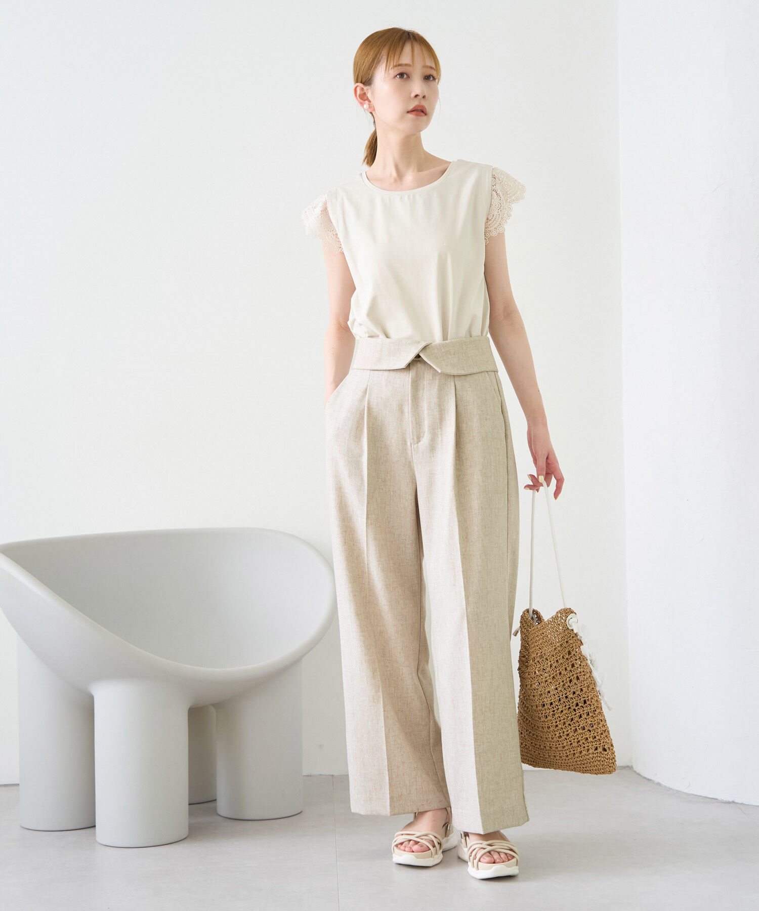 Rope&rsquo;Picnic「【ご好評につき新色追加決定！】リネン混シャンブレーパンツ/セットアップ対応・UVケア」|その他|