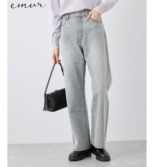 Rope&rsquo;Picnic「【emur/エミュール】ワイドストレートデニムパンツ」|デニム|グレー