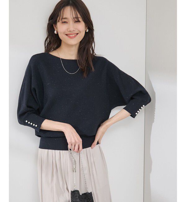 Rope&rsquo;Picnic「アンジェリーナ7分袖パールドルマンニット」|ニット・セーター|