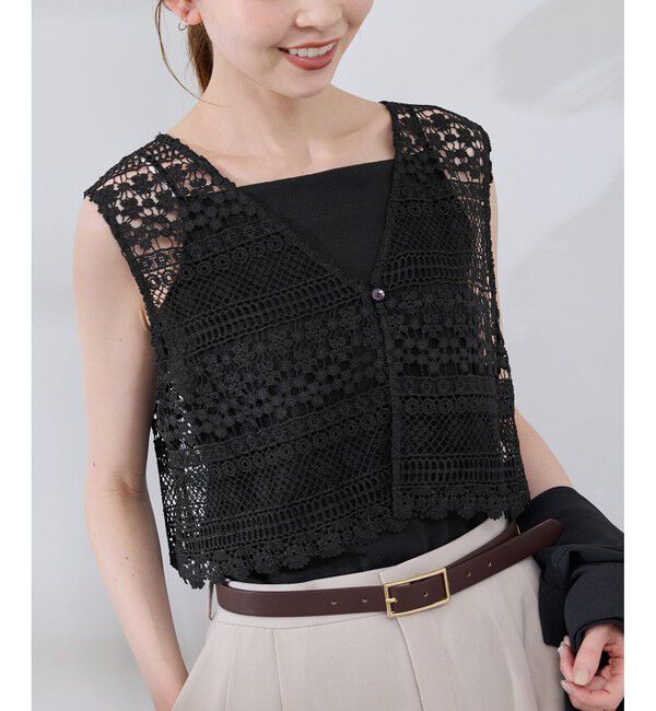 Rope&rsquo;Picnic「フロントボタンレースジレベスト/リンクコーデ」|ベスト・ジレ|