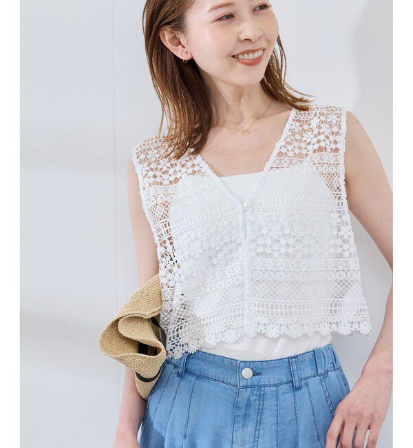 Rope&rsquo;Picnic「フロントボタンレースジレベスト/リンクコーデ」|ベスト・ジレ|