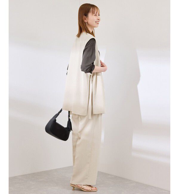 Rope&rsquo;Picnic「カナパ ベルト付きワイドパンツ/セットアップ対応・UV・抗菌防臭・接触冷感」|チノ|