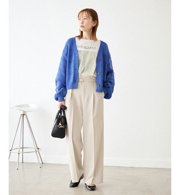 Rope&rsquo;Picnic「カナパ ベルト付きワイドパンツ/セットアップ対応・UV・抗菌防臭・接触冷感」|チノ|