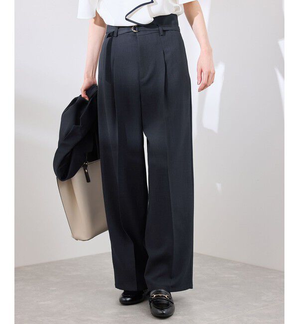 Rope&rsquo;Picnic「カナパ ベルト付きワイドパンツ/セットアップ対応・UV・抗菌防臭・接触冷感」|チノ|