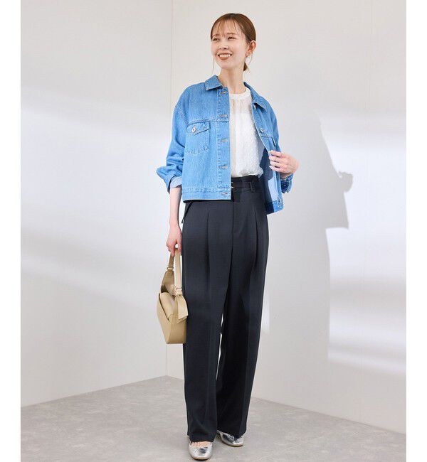 Rope&rsquo;Picnic「カナパ ベルト付きワイドパンツ/セットアップ対応・UV・抗菌防臭・接触冷感」|チノ|