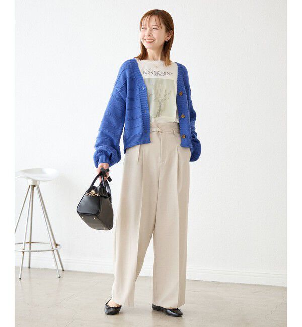 Rope&rsquo;Picnic「カナパ ベルト付きワイドパンツ/セットアップ対応・UV・抗菌防臭・接触冷感」|チノ|