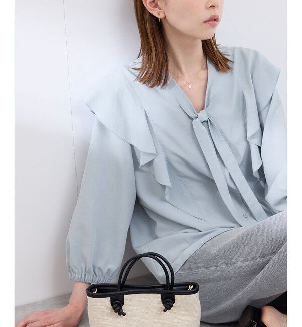 Rope&rsquo;Picnic「ラッフルリボンデザインシャツ」|シャツ・ブラウス|ブルー(44)