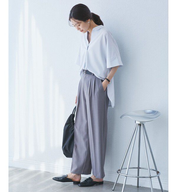 Rope&rsquo;Picnic「【UVカット・接触冷感・イージーケア】スキッパーシャツブラウス」|シャツ・ブラウス|