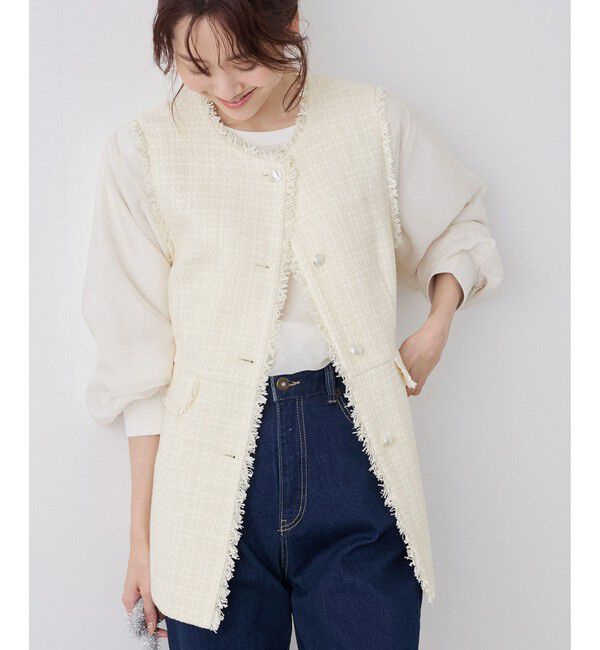 Rope&rsquo;Picnic「ツイードジレ ベスト」|ベスト・ジレ|オフホワイト(15)